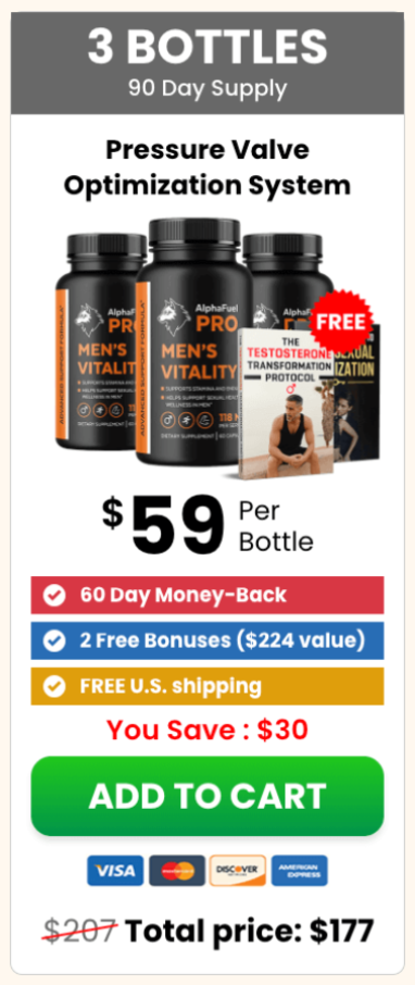 AlphaFuel Pro 3-bottle performance pack helping men improve energy, sexual health, and overall male vitality